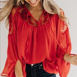 Red lace top